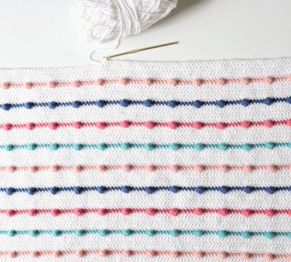 Crochet Bobble Lines Baby Blanket in progress