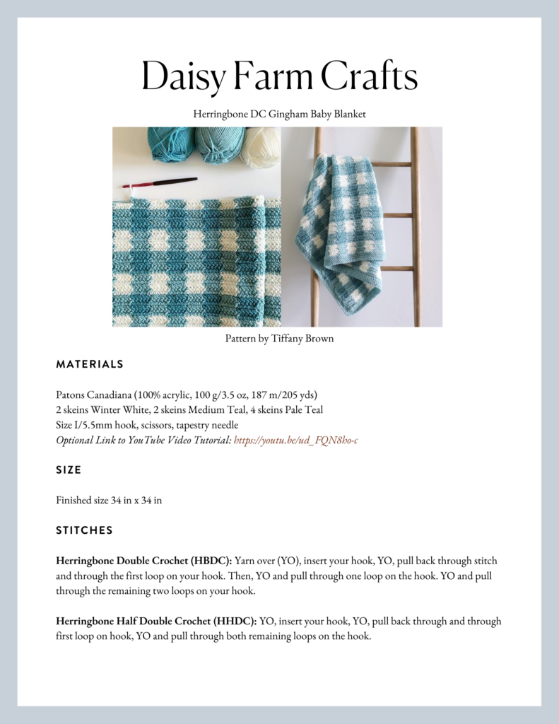 Herringbone DC Gingham Baby Blanket - Daisy Farm Crafts