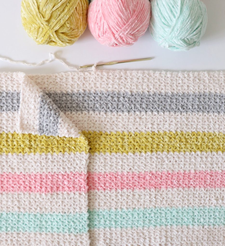Crochet Unicorn Stripes Baby Blanket