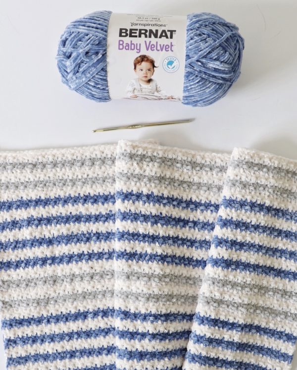 Crochet Cuddly Stripes Baby Blanket in progress