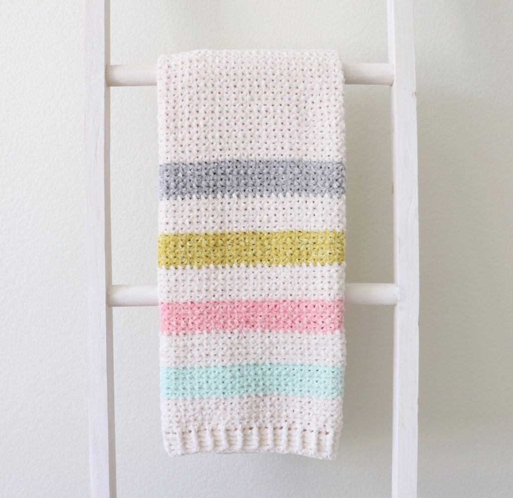 Crochet Unicorn Stripes Baby Blanket