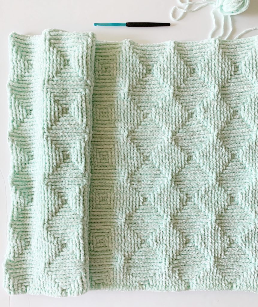 Crochet Ribbed Diamond Blanket in progress