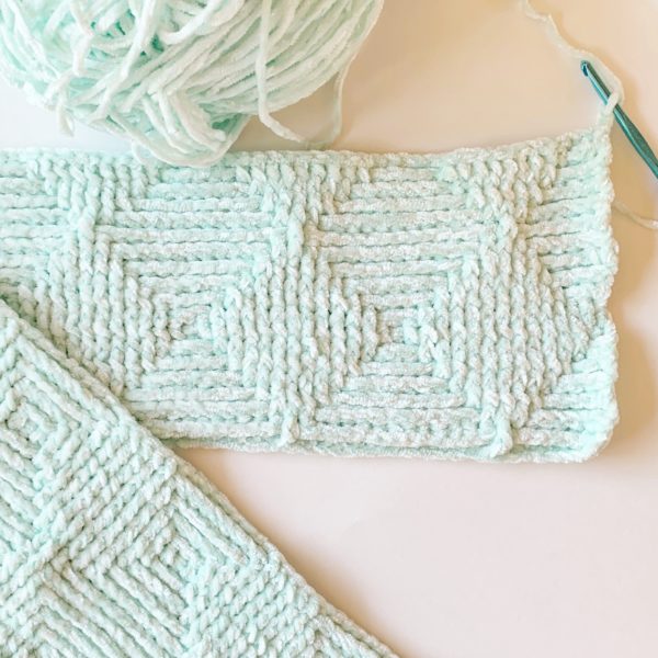 Crochet Ribbed Diamond Blanket in progress