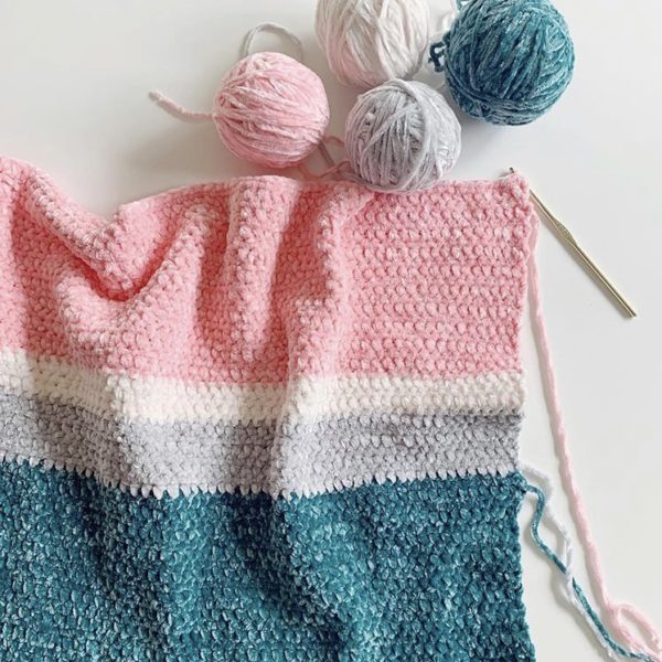 Modern Crochet Velvet Throw in progress