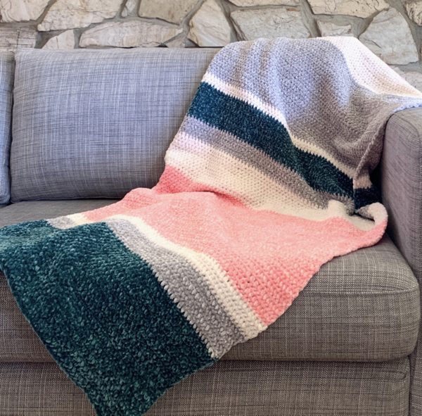 Modern Crochet Velvet Throw on couch