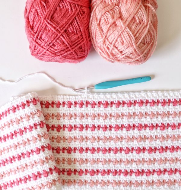 Crochet Puff Stripes Baby Blanket in progress