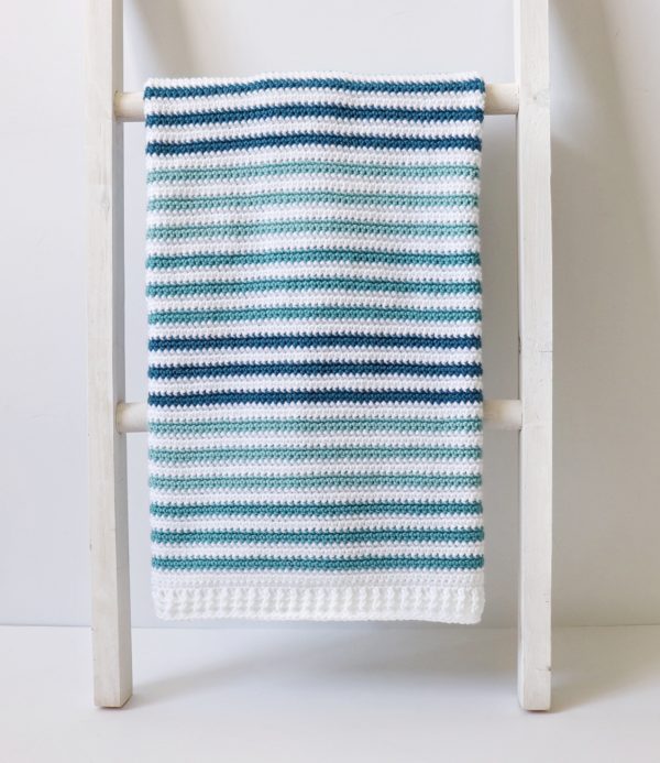 Crochet Teal Stripes Baby Blanket