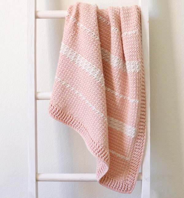 berry and mesh blanket on ladder