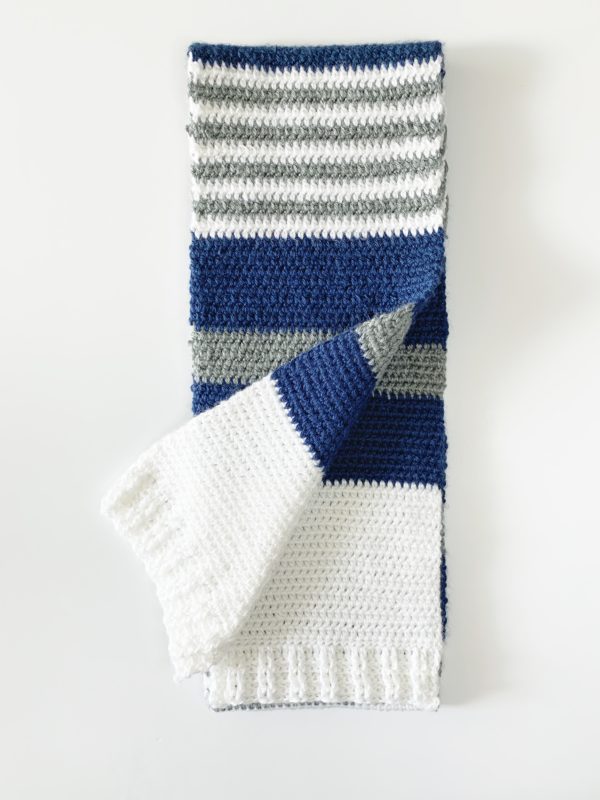 blue gray white scarf folded