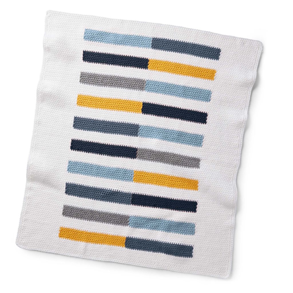 colorful half stripe blanket shades of blue and gold