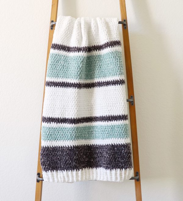 velvet stripes blanket on ladder