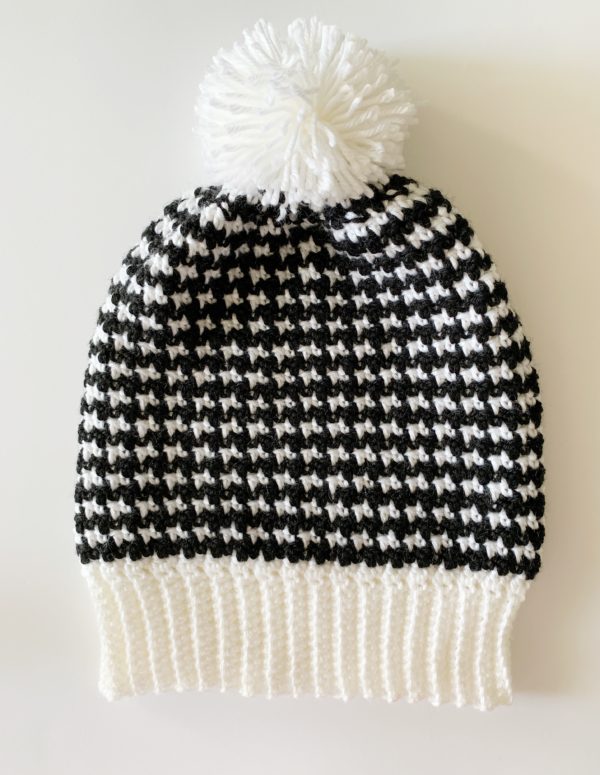 black and white houndstooth hat
