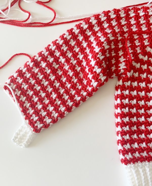 Crochet Houndstooth Baby Sweater sleeve in progress
