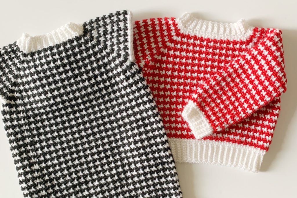 Crochet Houndstooth Baby Sweater and dress