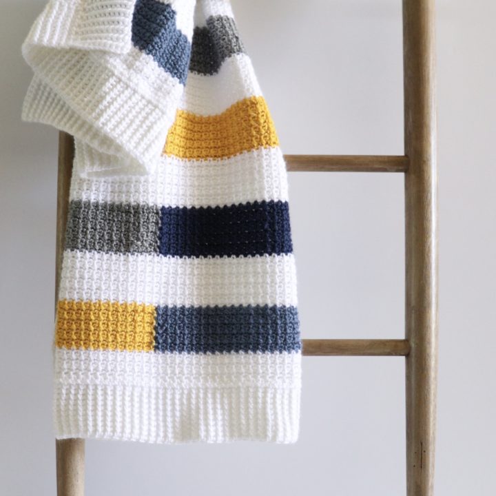 Mesh Stitch Colorful Stripe Crochet Blanket