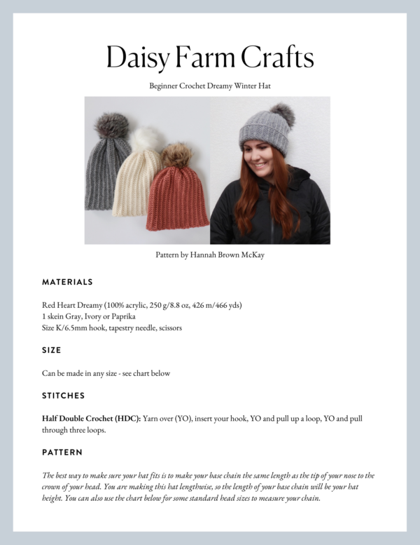 Beginner Crochet Dreamy Winter Hat - Daisy Farm Crafts