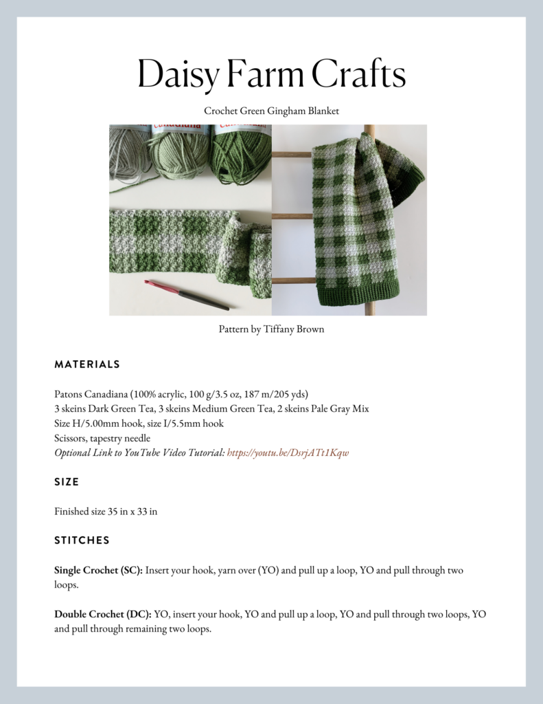 Crochet Green Gingham Blanket Daisy Farm Crafts