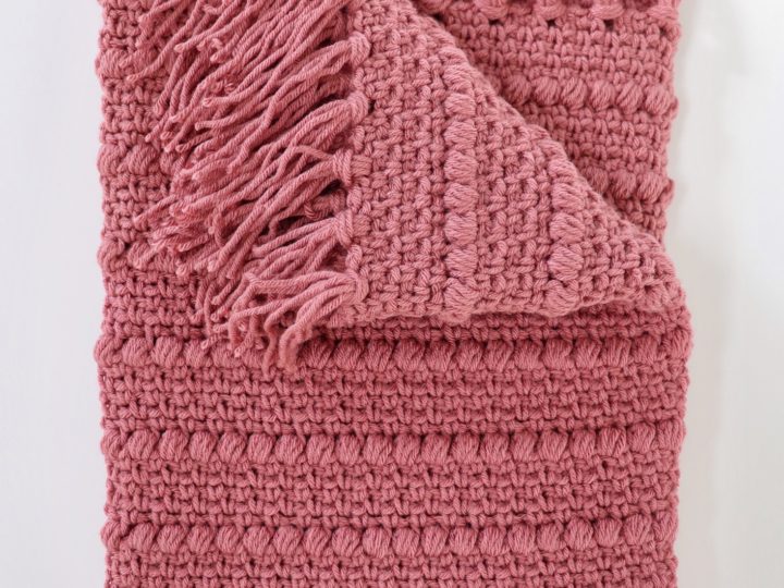 Crochet Boho Puff Stripes Blanket