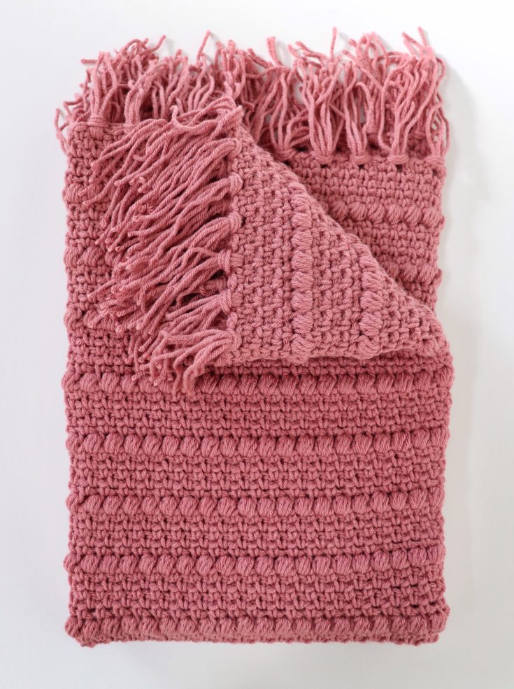 Crochet Boho Puff Stripes Blanket