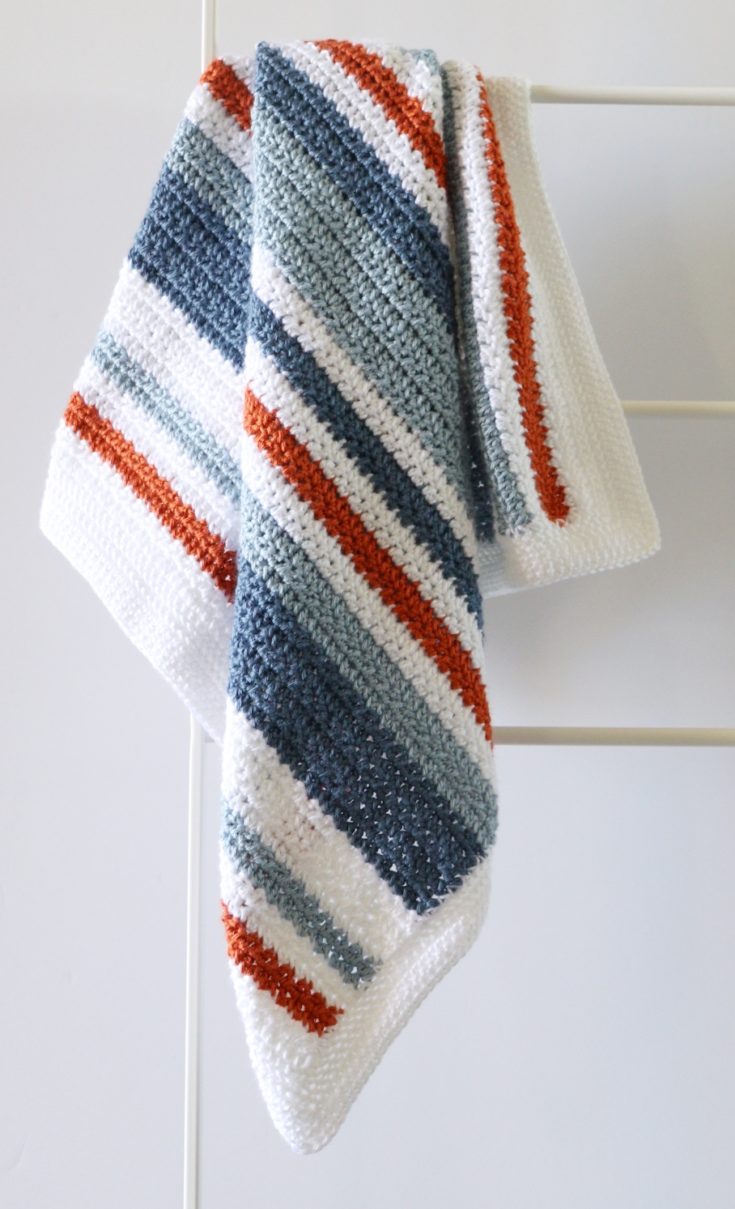 Crochet Country Blue Stripes Baby Blanket Daisy Farm Crafts