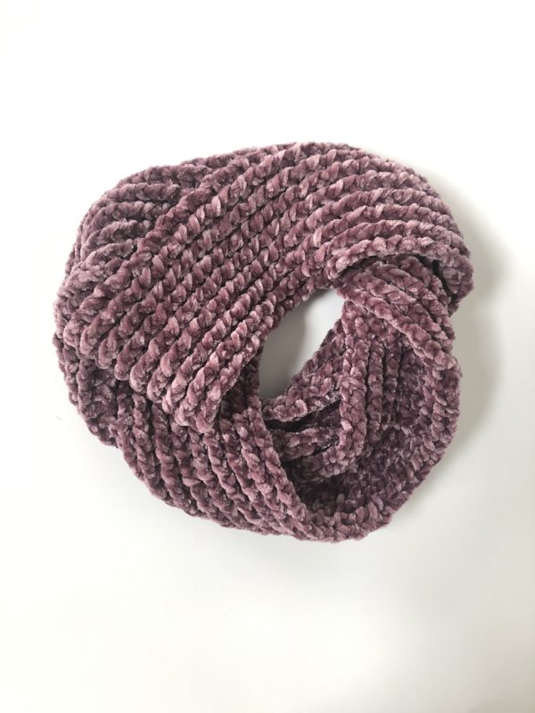 purple ribbed velvet scarf