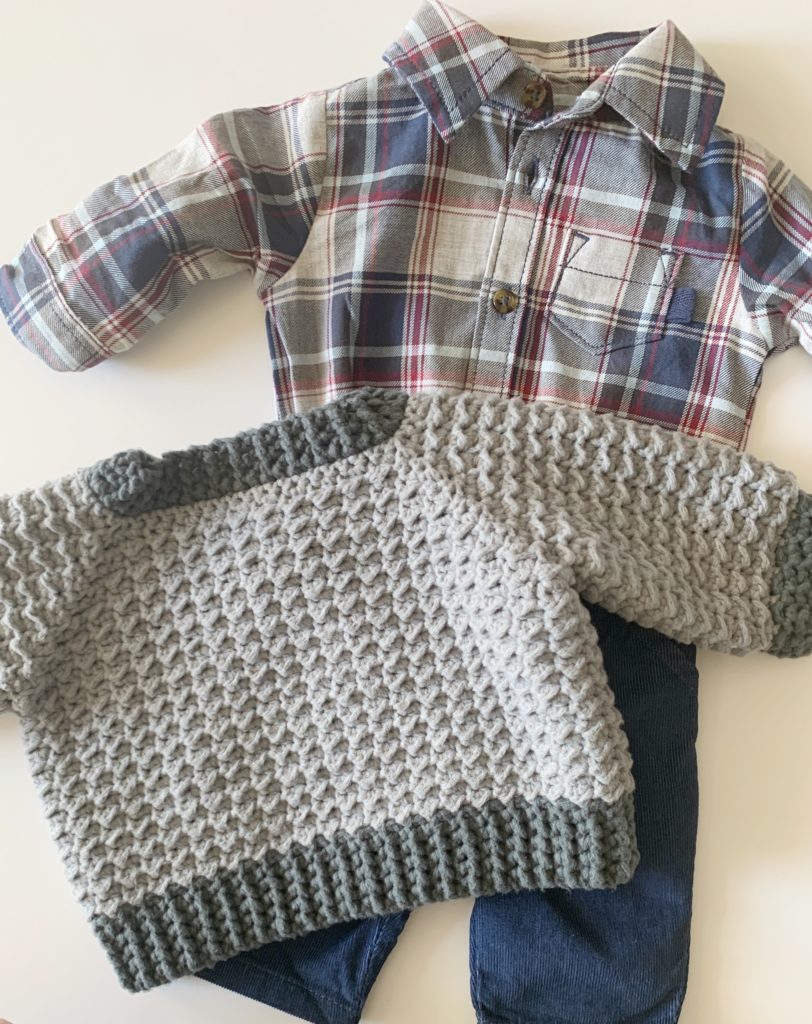 crochet sweater with baby outfit