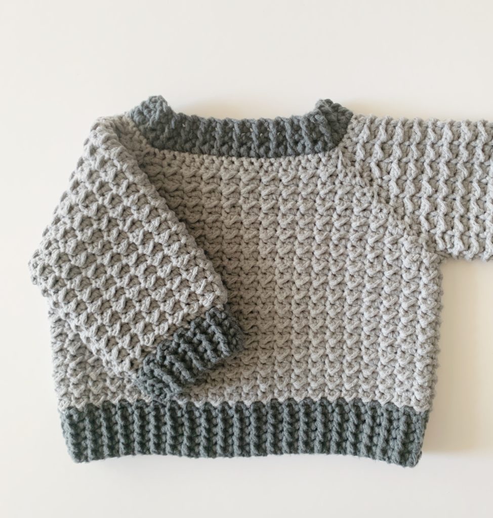 gray crochet baby sweater