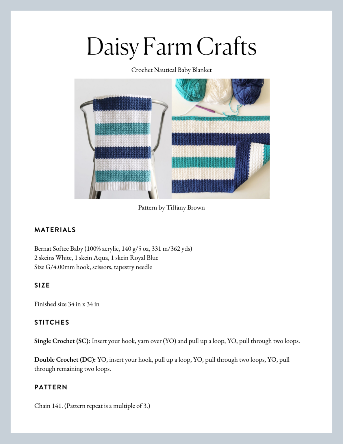 Crochet Nautical Baby Blanket Daisy Farm Crafts