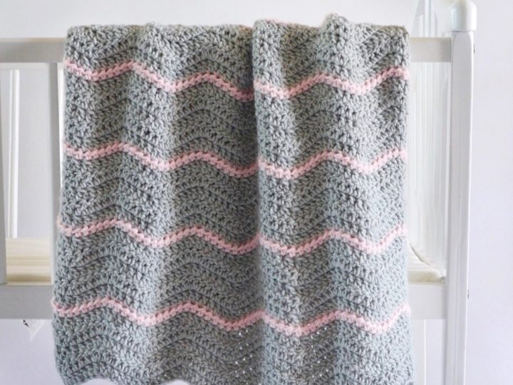 Crochet Thin Stripes Ripple Baby Blanket