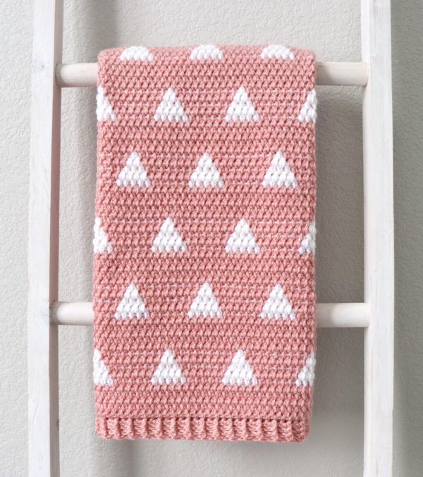Crochet Triangles Baby Blanket on ladder