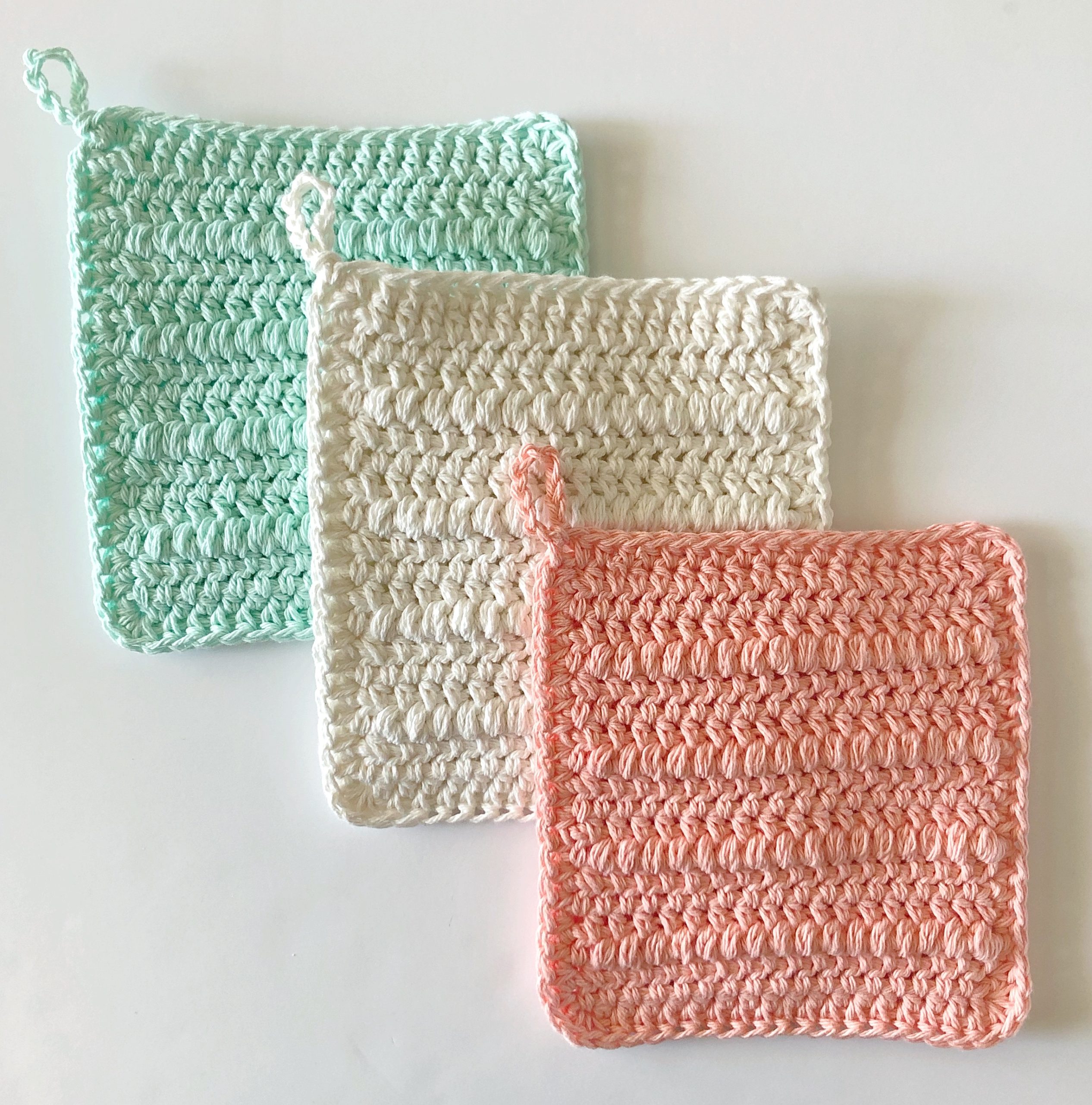 Crochet Puff Stripes Hot Pad - Daisy Farm Crafts