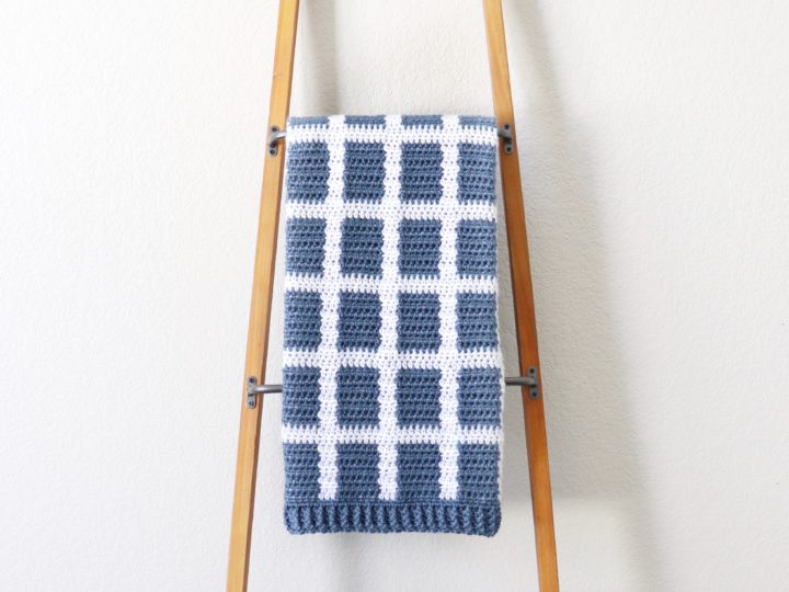 Crochet Windowpane Gingham Baby Blanket