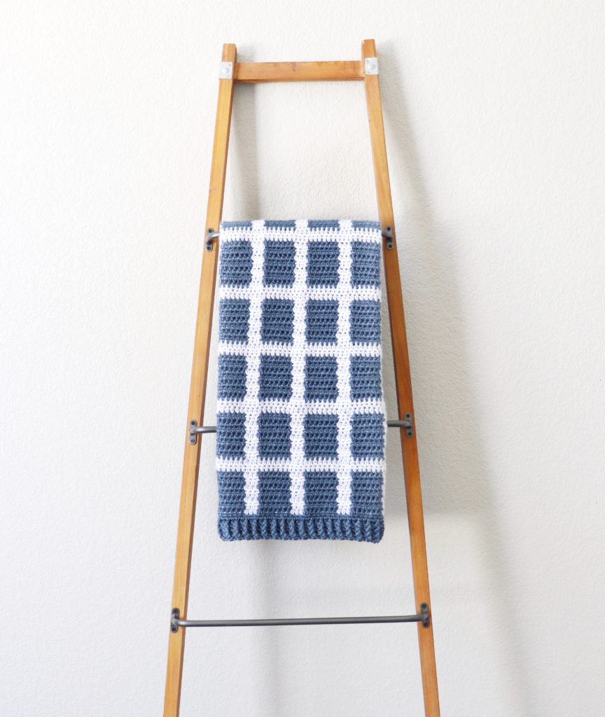 windowpane blanket on ladder