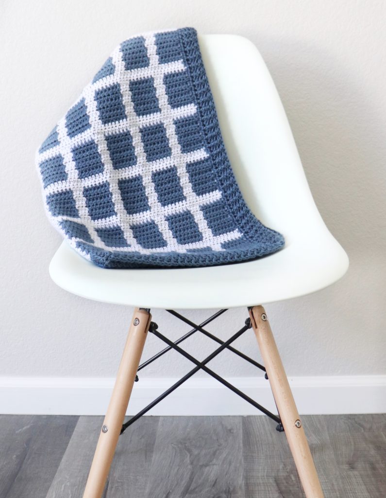 windowpane blanket on chair