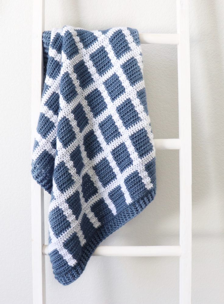 Crochet Windowpane Gingham Baby Blanket - Daisy Farm Crafts