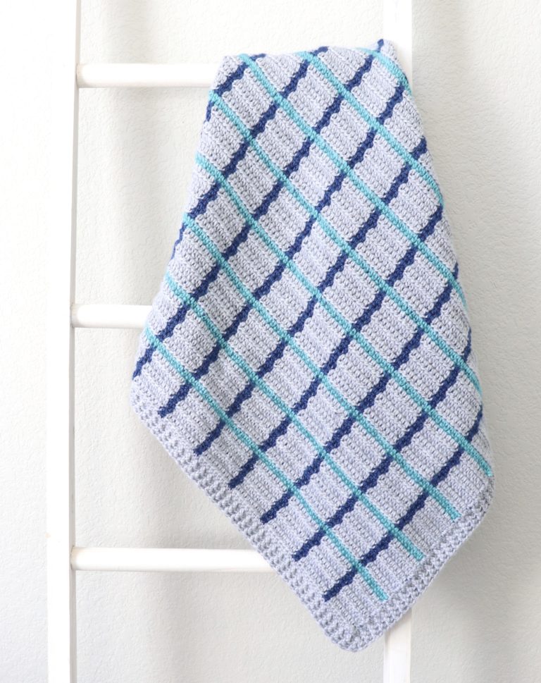 Crochet Three Color Windowpane Baby Blanket - Daisy Farm Crafts