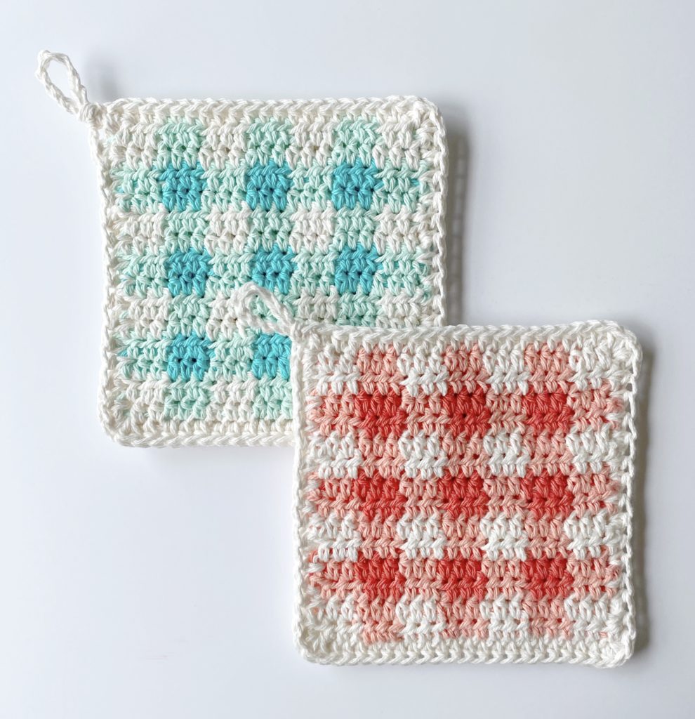 crochet picnic gingham hot pads