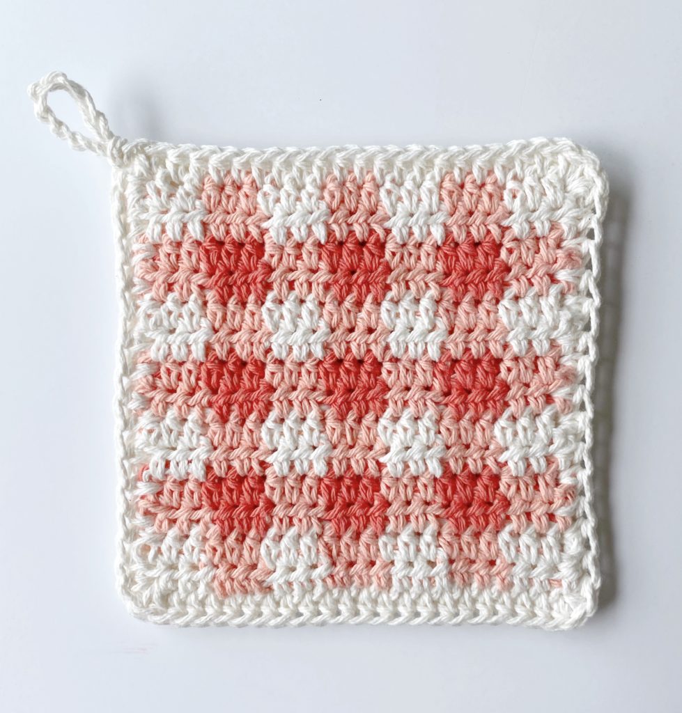 crochet picnic gingham hot pad