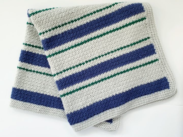 Crochet Griddle Stitch Stripes Baby Blanket