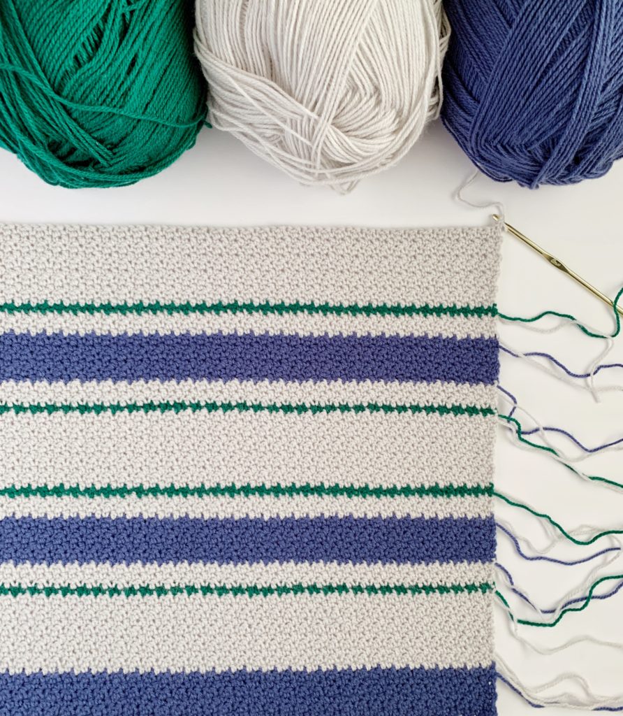 striped blanket in progress