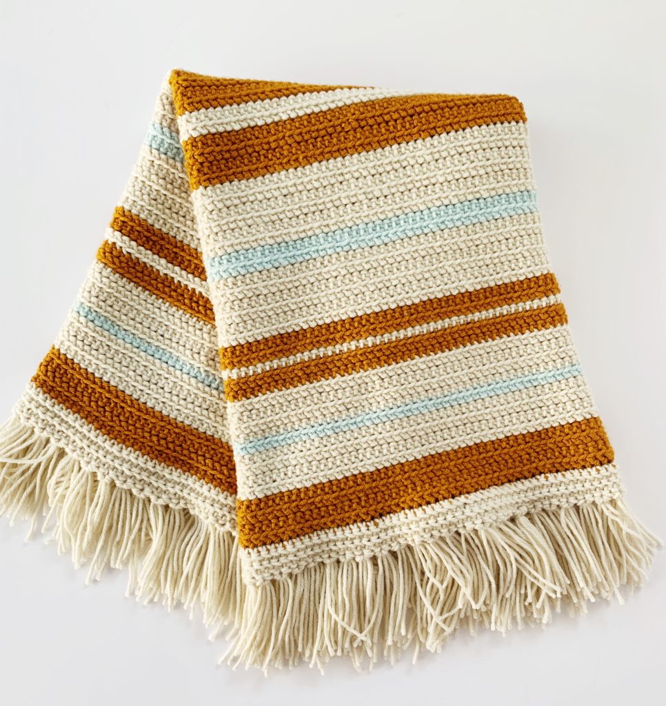 striped blanket with fringe