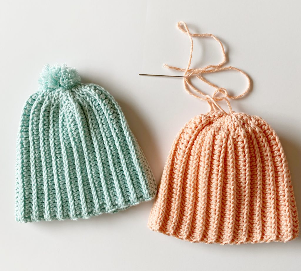 Easy Crochet Cotton Pom Pom Beanies - Daisy Farm Crafts