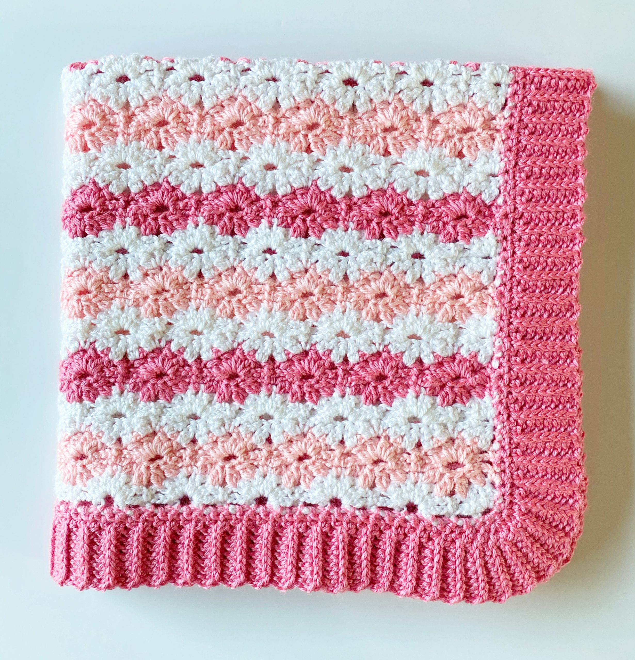 Pink Crochet Petal Stitch Blanket - Daisy Farm Crafts