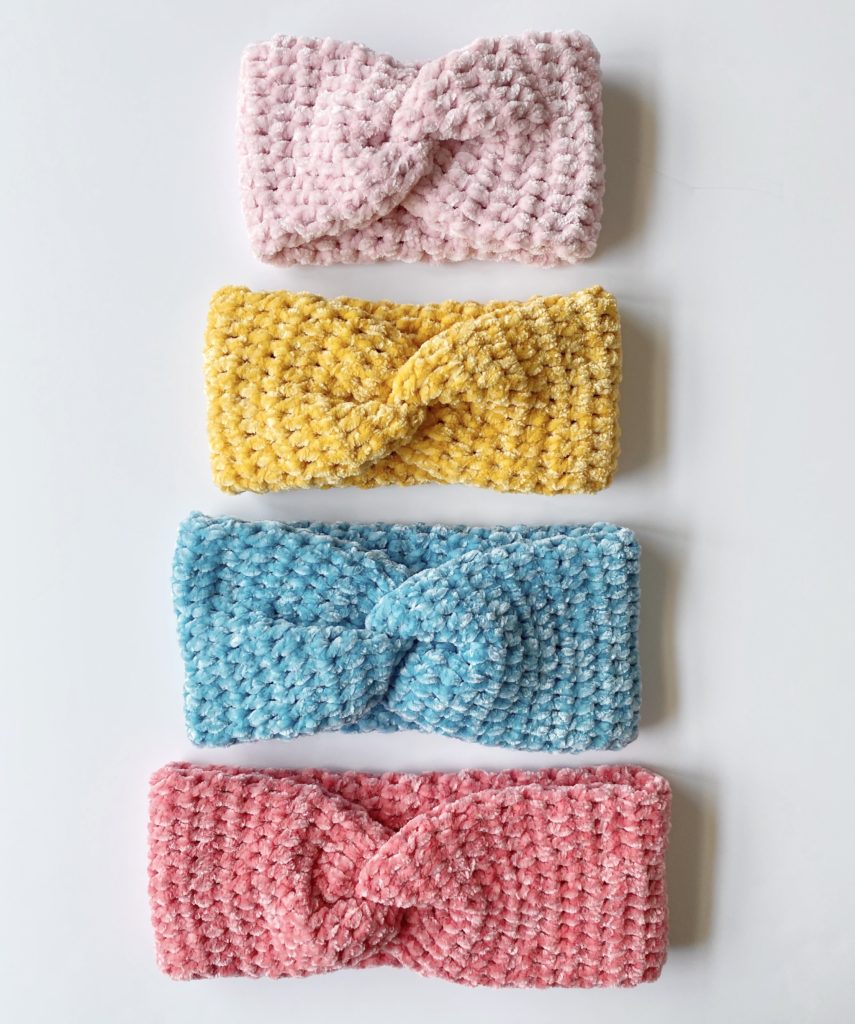 colorful velvet twist headbands