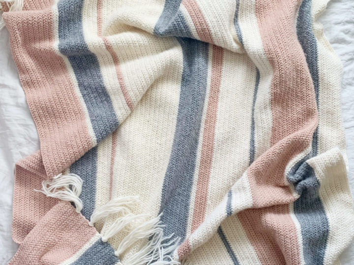 Crochet Herringbone Mixed Stripes Throw