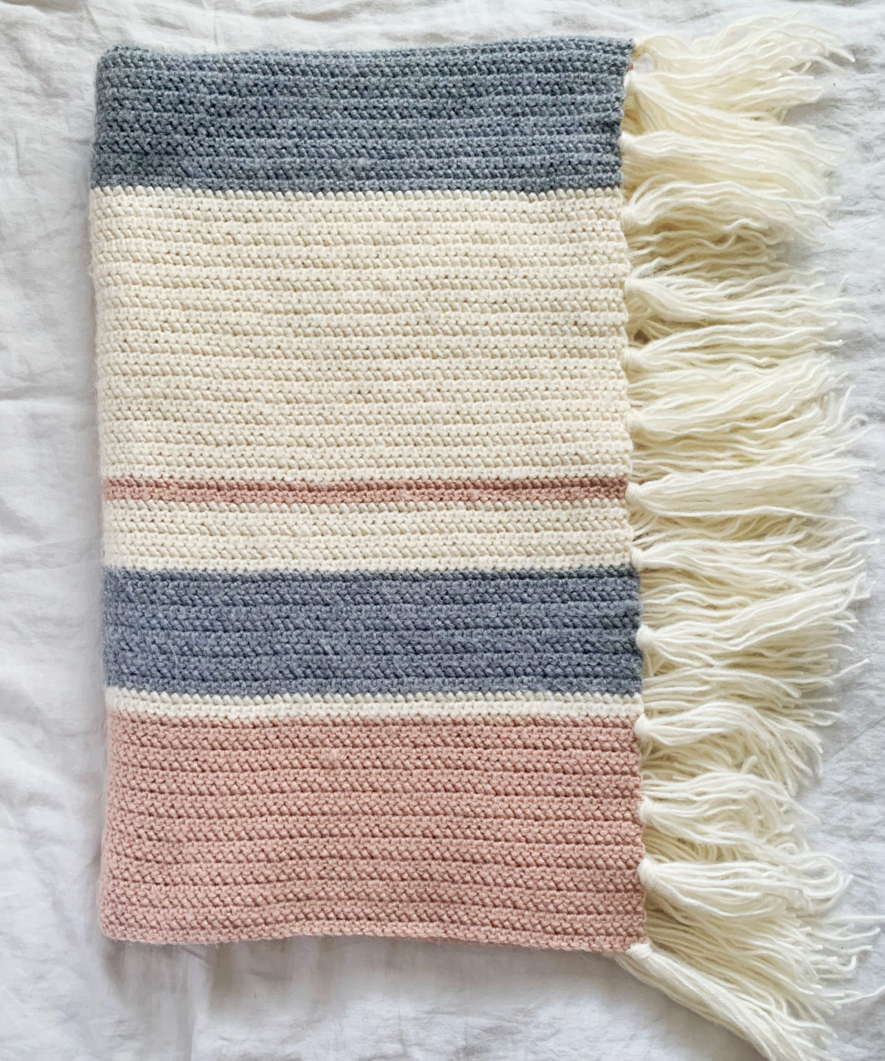 Crochet Herringbone Mixed Stripes Throw - Daisy Farm Crafts