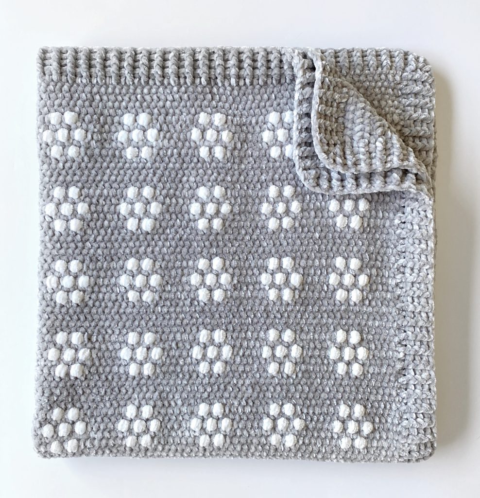 crochet flower rows blanket folded
