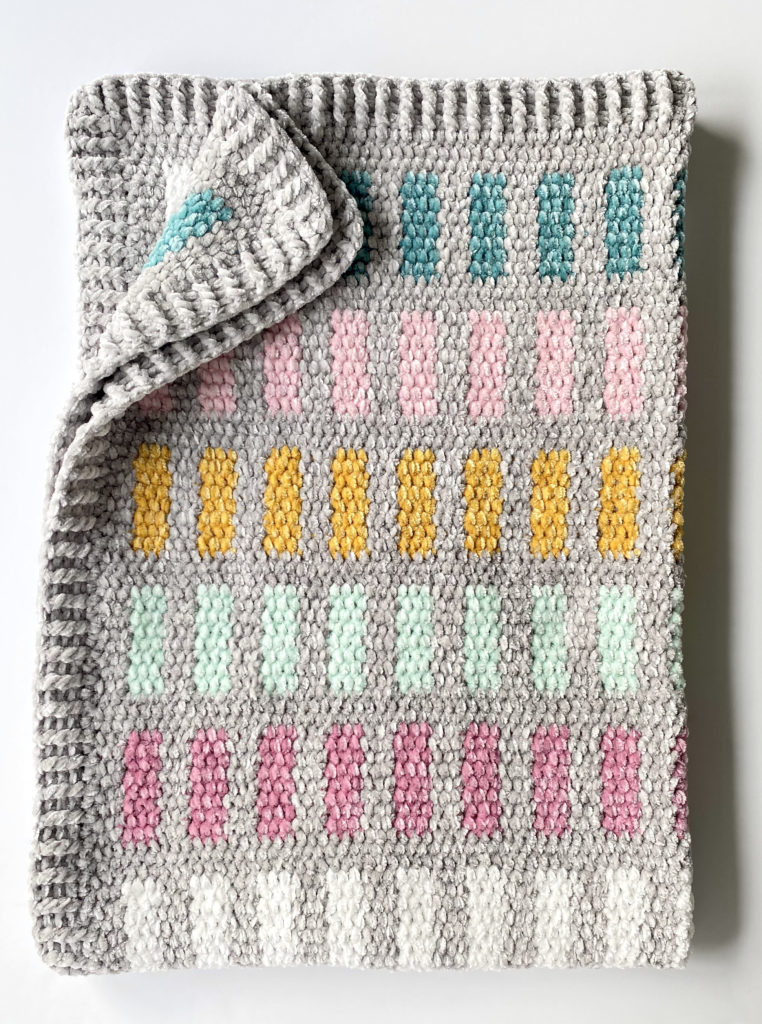 crochet velvet blanket folded
