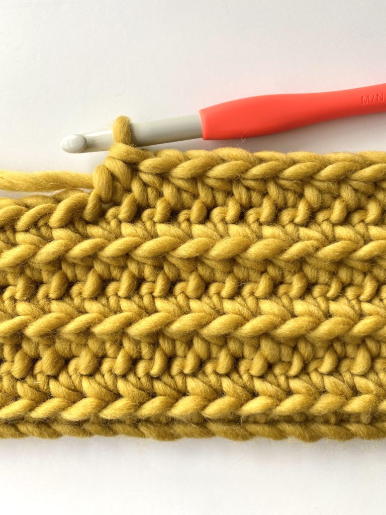 front two loop half double crochet
