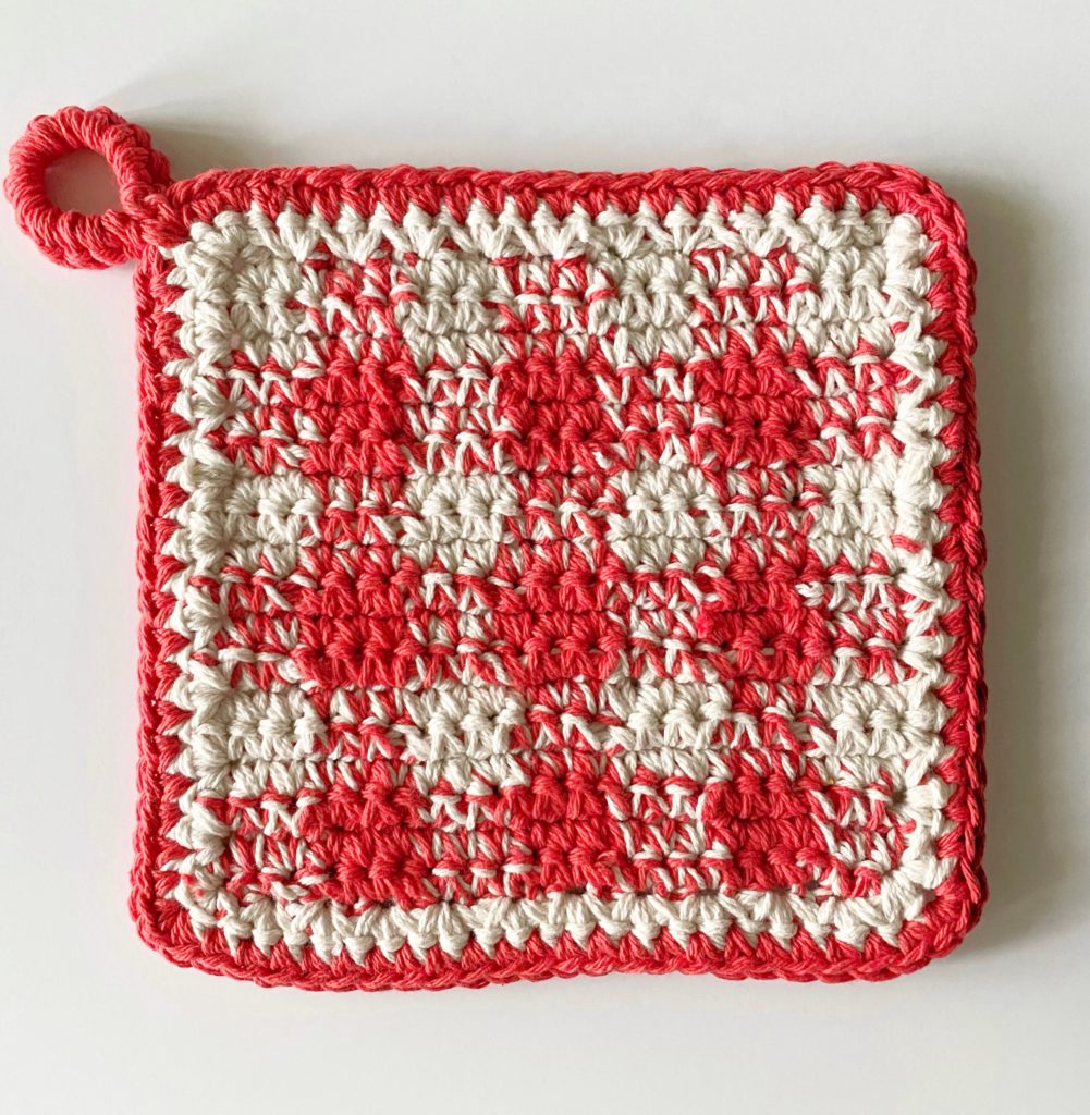 hot pad crochet red gingham